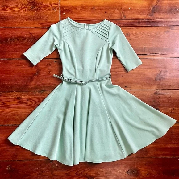 Unique Vintage Mint Green Fit-and-Flare Dress - Picture 7 of 7
